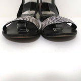 Alexander Wang Ankle Cuff Flat Sandals Alek White/Black Embossed Leather Size 37 - Celebrity Owned