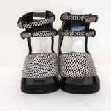 Alexander Wang Ankle Cuff Flat Sandals Alek White/Black Embossed Leather Size 37 - Celebrity Owned