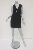 Alexander Wang Ball Chain Trim Keyhole Dress Black Crepe Size 2 Sleeveless Mini - Celebrity Owned