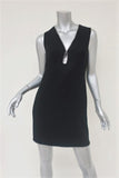 Alexander Wang Ball Chain Trim Keyhole Dress Black Crepe Size 2 Sleeveless Mini - Celebrity Owned