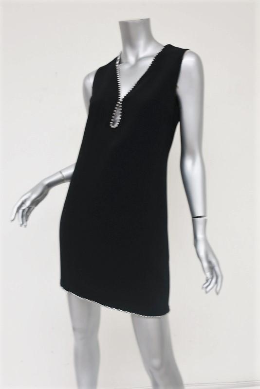 Alexander Wang Ball Chain Trim Keyhole Dress Black Crepe Size 2 Sleeveless Mini - Celebrity Owned