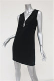 Alexander Wang Ball Chain Trim Keyhole Dress Black Crepe Size 2 Sleeveless Mini - Celebrity Owned