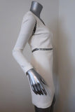 Alexander Wang Dress White Grommet-Trim Crepe Size 2 Long Sleeve Mini - Celebrity Owned