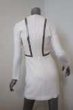 Alexander Wang Dress White Grommet-Trim Crepe Size 2 Long Sleeve Mini - Celebrity Owned