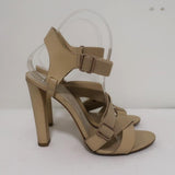 Alexander Wang Elastic Strap Sandals Nude Leather Size 38 Open Toe Heel - Celebrity Owned