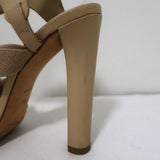 Alexander Wang Elastic Strap Sandals Nude Leather Size 38 Open Toe Heel - Celebrity Owned