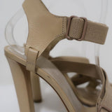 Alexander Wang Elastic Strap Sandals Nude Leather Size 38 Open Toe Heel - Celebrity Owned