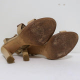 Alexander Wang Elastic Strap Sandals Nude Leather Size 38 Open Toe Heel - Celebrity Owned