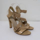 Alexander Wang Elastic Strap Sandals Nude Leather Size 38 Open Toe Heel - Celebrity Owned