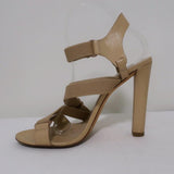 Alexander Wang Elastic Strap Sandals Nude Leather Size 38 Open Toe Heel - Celebrity Owned