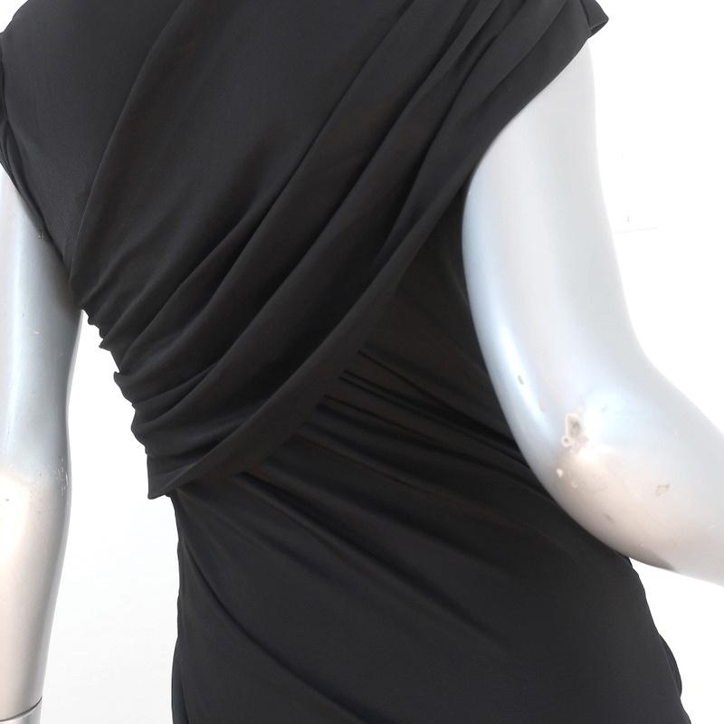 Alexander Wang Goddess Mini Dress Black Ruched Draped Slinky Pique Size 10 - Celebrity Owned