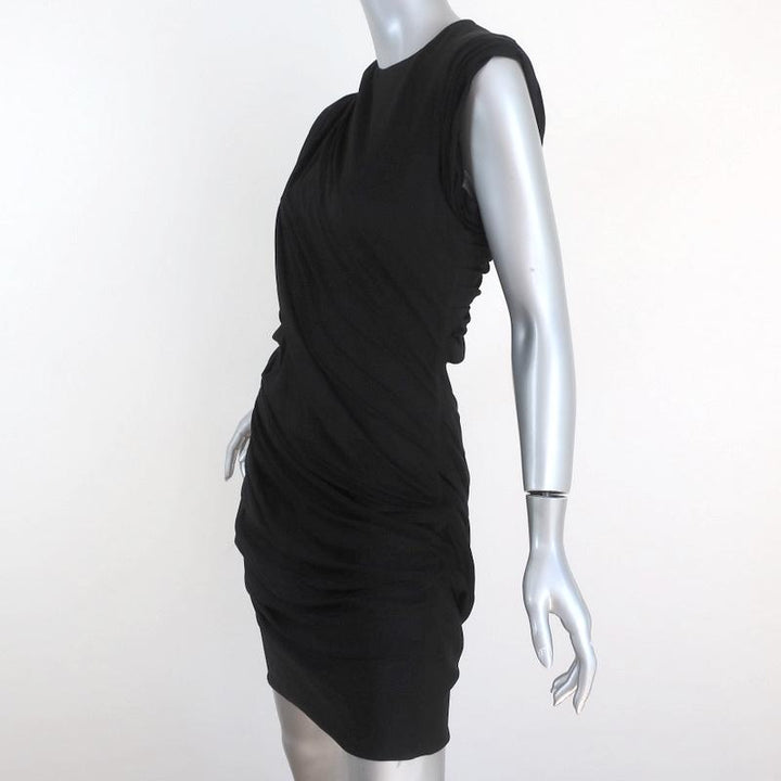 Alexander Wang Goddess Mini Dress Black Ruched Draped Slinky Pique Size 10 - Celebrity Owned