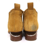 Alexander Wang Kori Ankle Boots Ochre Suede Size 38.5 Cutout-Heel Chelsea Bootie - Celebrity Owned