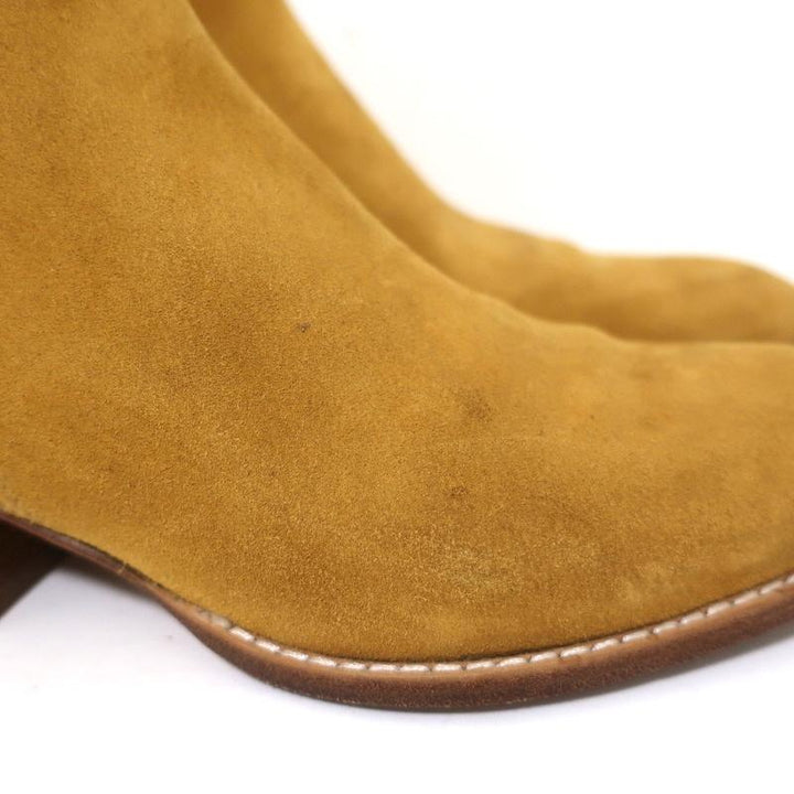 Alexander Wang Kori Ankle Boots Ochre Suede Size 38.5 Cutout-Heel Chelsea Bootie - Celebrity Owned