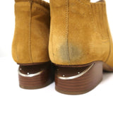 Alexander Wang Kori Ankle Boots Ochre Suede Size 38.5 Cutout-Heel Chelsea Bootie - Celebrity Owned