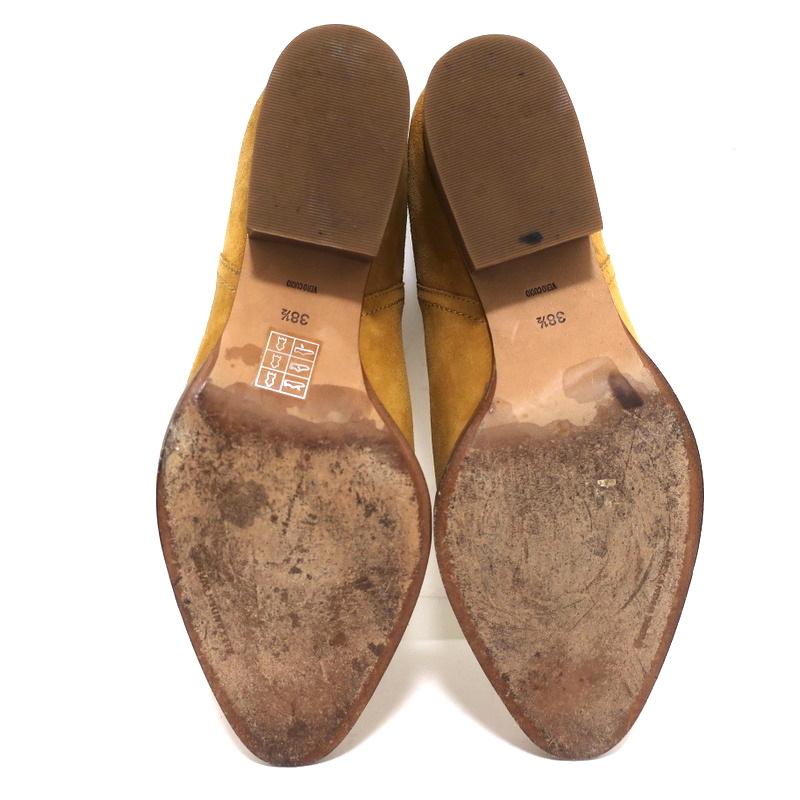 Alexander Wang Kori Ankle Boots Ochre Suede Size 38.5 Cutout-Heel Chelsea Bootie - Celebrity Owned