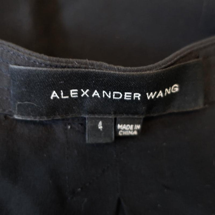Alexander Wang Romper Black Silk Size 4 Sleeveless Button-Front - Celebrity Owned