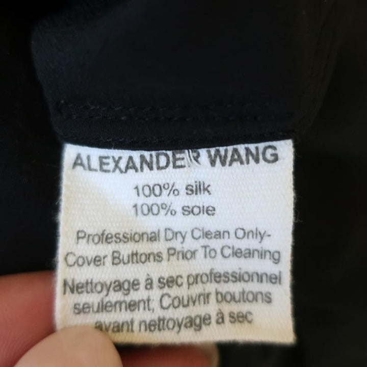 Alexander Wang Romper Black Silk Size 4 Sleeveless Button-Front - Celebrity Owned