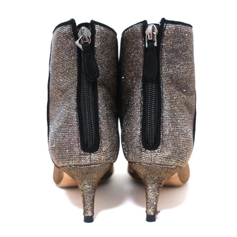 Alexandre Birman Ankle Boots Kittie Silver/Gold Metallic Lurex Booties Size 36.5 - Celebrity Owned