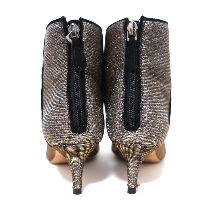 Alexandre Birman Ankle Boots Kittie Silver/Gold Metallic Lurex Booties Size 36.5 - Celebrity Owned