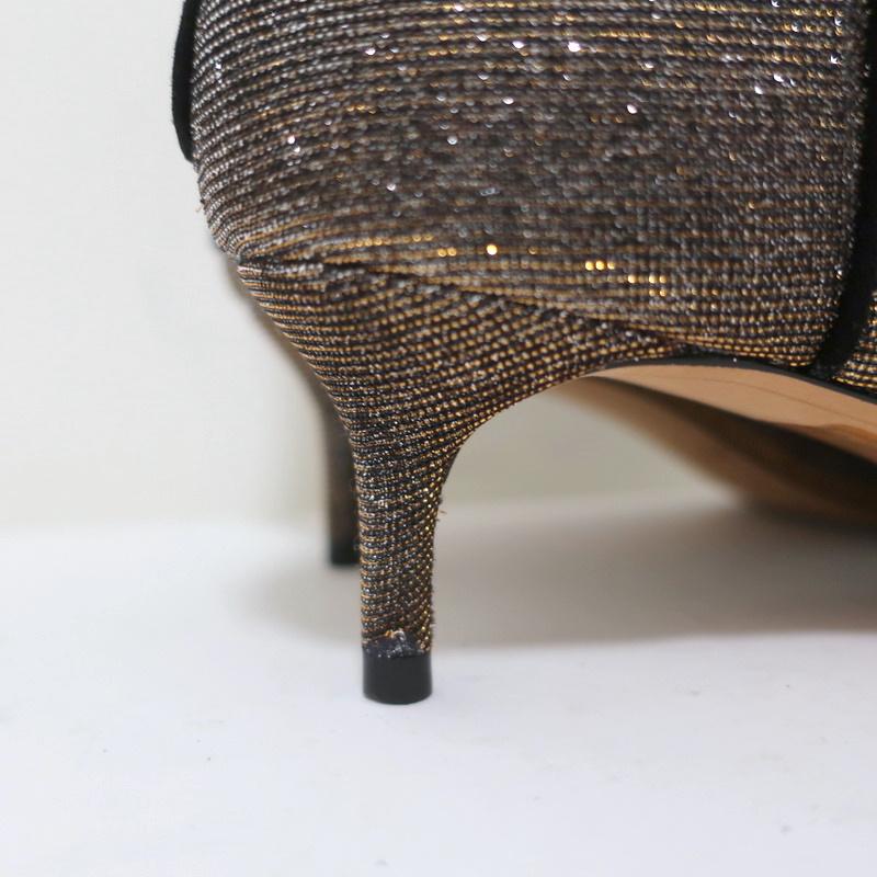 Alexandre Birman Ankle Boots Kittie Silver/Gold Metallic Lurex Booties Size 36.5 - Celebrity Owned