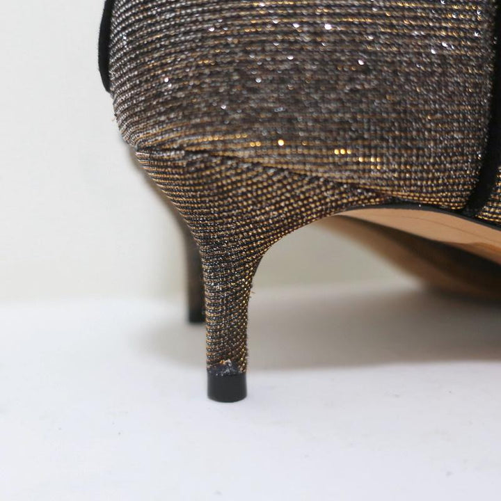 Alexandre Birman Ankle Boots Kittie Silver/Gold Metallic Lurex Booties Size 36.5 - Celebrity Owned