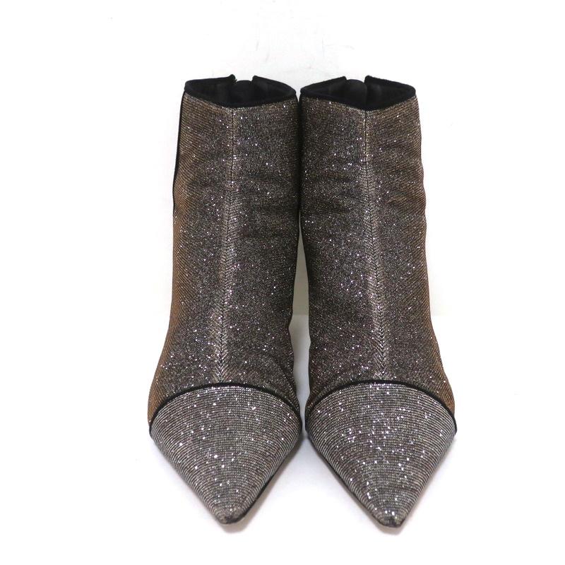 Alexandre Birman Ankle Boots Kittie Silver/Gold Metallic Lurex Booties Size 36.5 - Celebrity Owned