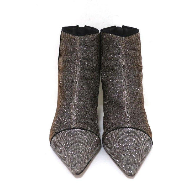 Alexandre Birman Ankle Boots Kittie Silver/Gold Metallic Lurex Booties Size 36.5 - Celebrity Owned