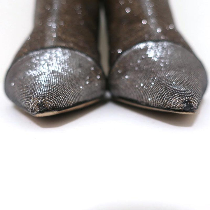Alexandre Birman Ankle Boots Kittie Silver/Gold Metallic Lurex Booties Size 36.5 - Celebrity Owned