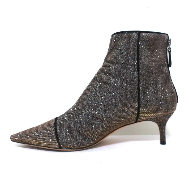Alexandre Birman Ankle Boots Kittie Silver/Gold Metallic Lurex Booties Size 36.5 - Celebrity Owned