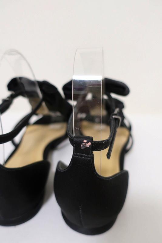 Alexandre Birman Cori Triple Bow Sandals Black Satin Size 39 Open Toe Flat - Celebrity Owned
