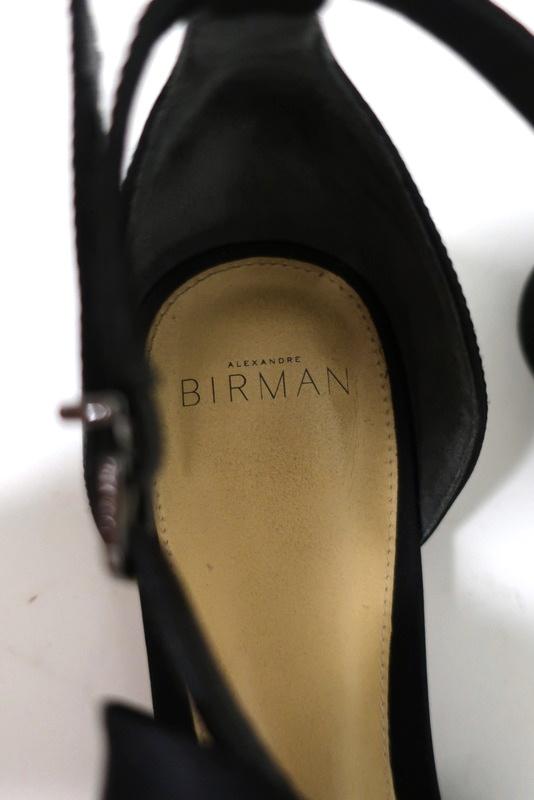 Alexandre Birman Cori Triple Bow Sandals Black Satin Size 39 Open Toe Flat - Celebrity Owned