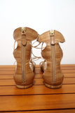 Alexandre Birman Gladiator Sandals Beige Eel Skin Size 38.5 Lace-Up Flat - Celebrity Owned