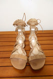 Alexandre Birman Gladiator Sandals Beige Eel Skin Size 38.5 Lace-Up Flat - Celebrity Owned