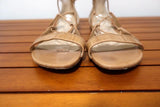 Alexandre Birman Gladiator Sandals Beige Eel Skin Size 38.5 Lace-Up Flat - Celebrity Owned