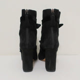 Alexandre Birman Lorraine Ankle Boots Black Suede with Velvet Bows Size 37.5 - Celebrity Owned
