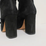 Alexandre Birman Lorraine Ankle Boots Black Suede with Velvet Bows Size 37.5 - Celebrity Owned