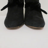 Alexandre Birman Lorraine Ankle Boots Black Suede with Velvet Bows Size 37.5 - Celebrity Owned