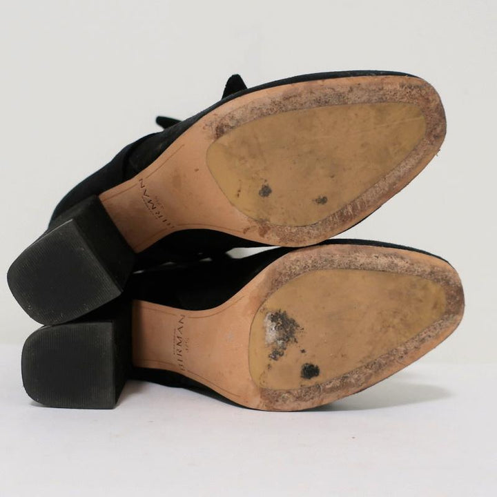Alexandre Birman Lorraine Ankle Boots Black Suede with Velvet Bows Size 37.5 - Celebrity Owned