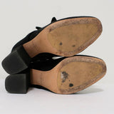 Alexandre Birman Lorraine Ankle Boots Black Suede with Velvet Bows Size 37.5 - Celebrity Owned