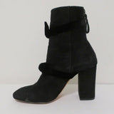 Alexandre Birman Lorraine Ankle Boots Black Suede with Velvet Bows Size 37.5 - Celebrity Owned