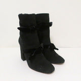 Alexandre Birman Lorraine Ankle Boots Black Suede with Velvet Bows Size 37.5 - Celebrity Owned