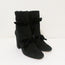 Alexandre Birman Lorraine Ankle Boots Black Suede with Velvet Bows Size 37.5