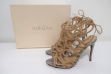 Alexandre Birman Melody Cage Sandals Nude Leather & White Snakeskin Size 39 NEW - Celebrity Owned