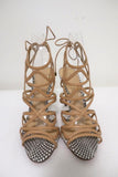 Alexandre Birman Melody Cage Sandals Nude Leather & White Snakeskin Size 39 NEW - Celebrity Owned