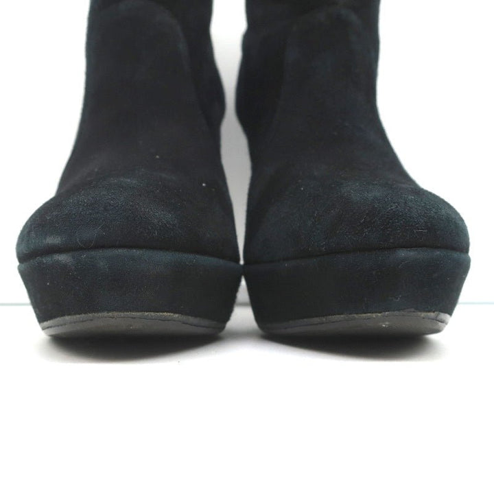 Alexandre Birman Platform Ankle Boots Black Suede Size 7 High Heel Booties - Celebrity Owned