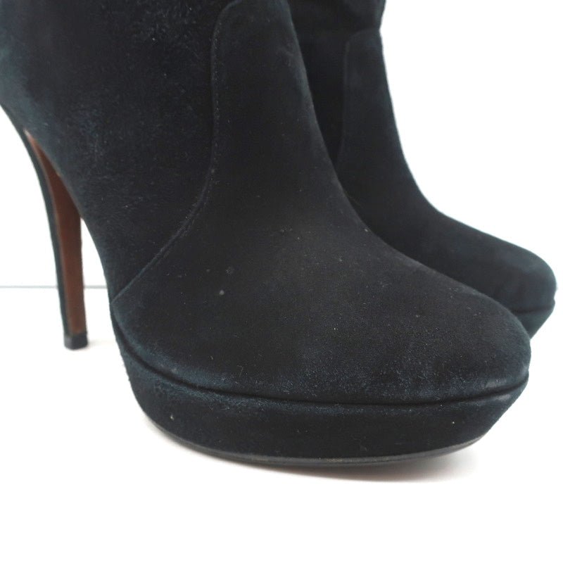 Alexandre Birman Platform Ankle Boots Black Suede Size 7 High Heel Booties - Celebrity Owned