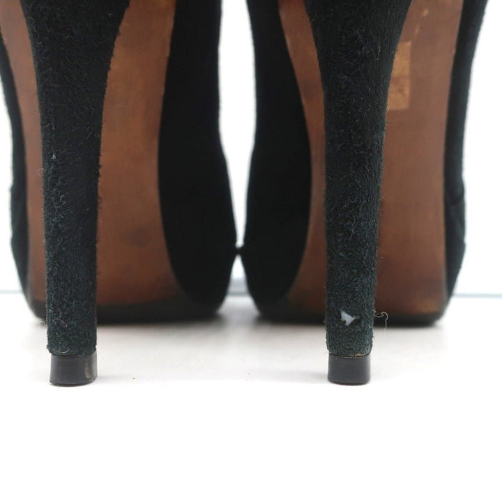 Alexandre Birman Platform Ankle Boots Black Suede Size 7 High Heel Booties - Celebrity Owned