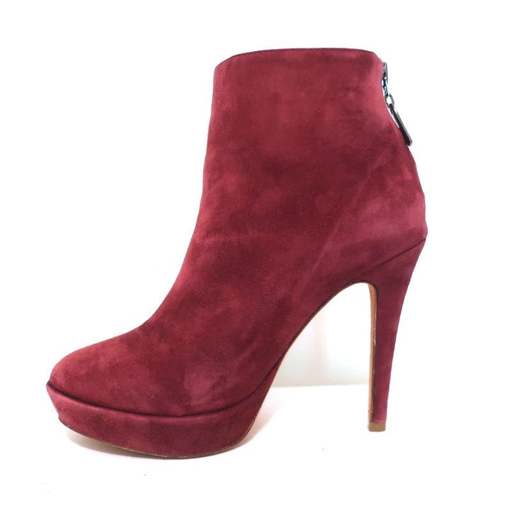 Alexandre Birman Platform Ankle Boots Red Suede Size 7 High Heel Booties - Celebrity Owned