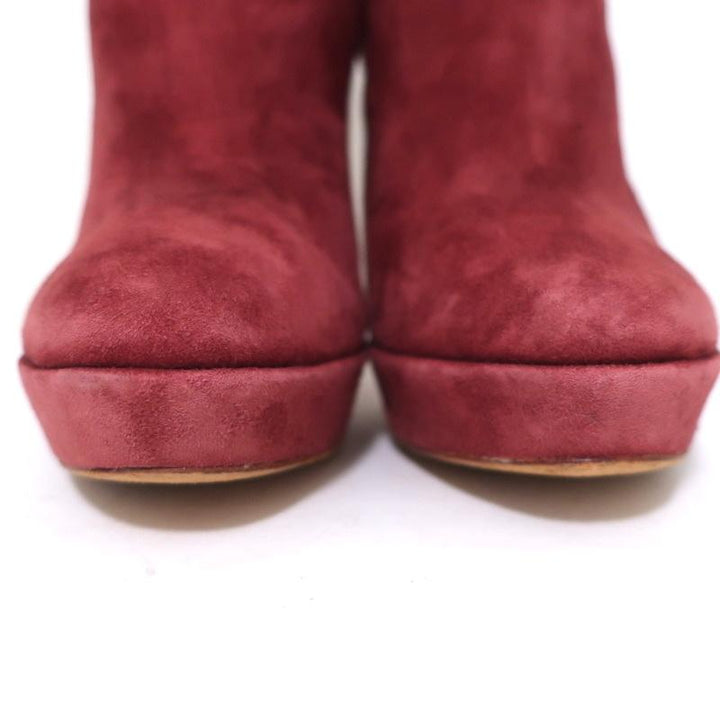 Alexandre Birman Platform Ankle Boots Red Suede Size 7 High Heel Booties - Celebrity Owned